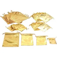 48 Gold Pouch Jewelry Gift Bags 4 Sizes