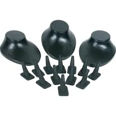 15 Ring Finger Necklace Bust Display Black Showcase