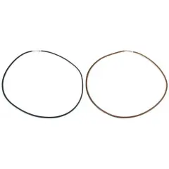 Black & Brown Rubber Necklace Cords W/ Silver Lobster Clasp 18" Long Kit 2 Pcs