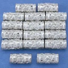 15g Bali Heart Tube Beads Silver Plated 9.5mm Approx 15