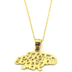 14K Gold We Love You Mom Charm 18" Chain Jewelry