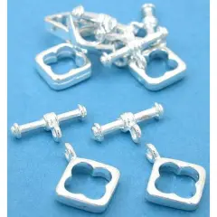 Square Toggle Clasps Silver Plated 13.5mm Approx 6