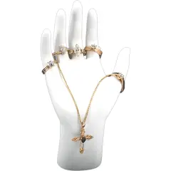 White Elegant Hand Display Ring Bracelet Jewelry Stand 6.5"