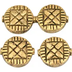 Fluted Disc Beads Antique Gold Plated 17.5mm Approx 4