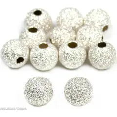 12 Silver Stardust Beads Jewelry Beading Sterling 6mm