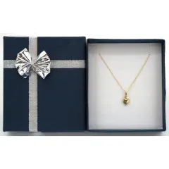 14K Gold Heart Charm with 18" Gold Cable Chain & Gift Box