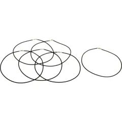 Rubber Cord Necklaces Black 16" 6Pcs