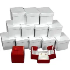 12 Leather Earring Boxes Red Jewelry Snap Lid Display