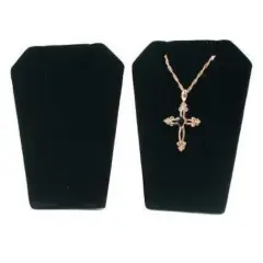 2 Black Velvet Necklace Pendant Chain Earring Display Stands