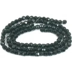 Round Faceted Fire Polished Chinese Crystal Beads Black 6mm 2 Strands