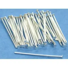50 Head Pins Sterling Silver Jewelry Bead 21 Gauge 1"