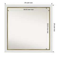Amanti Art Non-Beveled Wall Mirror, Eva Black Silver Narrow Frame Eva White Gold Narrow
