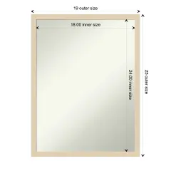 Amanti Art Non-Beveled Wood Wall Mirror, Svelte Clay Grey Frame Svelte Natural Frame