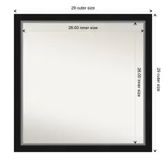 Amanti Art Non-Beveled Wall Mirror, Eva Black Silver Narrow Frame