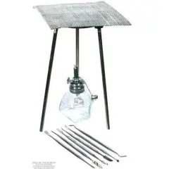 Alcohol Lamp & Tripod w/Screen 6 Wax Spatulas