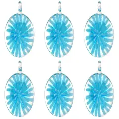 Light Blue Lampwork Glass Pendant Bead Round Flower Pack of 6