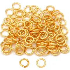 100 Gold Plated Open Jump Rings Connectors Findings 7mm