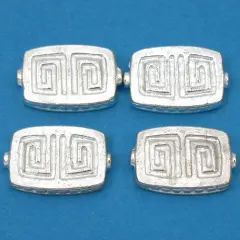 Fluted Rectangle Beads Silver Plated Bead 19mm Approx 3