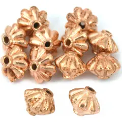 Fluted Saucer Bicone Bali Beads Copper Plated Approx 12