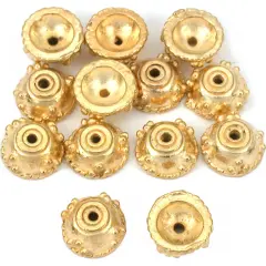 Bali Rope Bead End Caps Gold Plated 9.5mm Approx 12Pcs