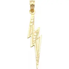 Lightning Bolt Charm Diamond-Cut 14k Gold 28mm