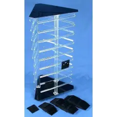 100 Black Earring Cards Revolving Rotating Display 3 Sided Stand