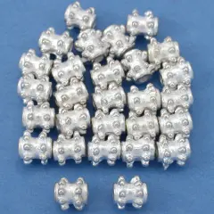 15g Dot Bali Tube Beads Silver Plated 6mm Approx 25