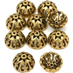 Filigree Bead Caps Antique Gold Plated 12.5mm Approx 14