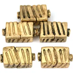 Fluted Rectangle Beads Antique Gold Plate 17mm Approx 4