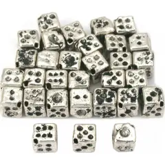 Dice Cube Beads Antique Silver Plated 6mm Approx 30Pcs