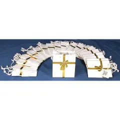 20 White Tote Bags Gold Bow Shopping Gift Display 3"