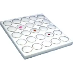 25 White Foam Gem Jars Gemstone Storage Display Tray Insert