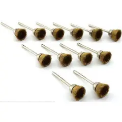 12 Brass Wire Cup Brushes 3/4" Rotary Wheel Shank Jewelers Tool
