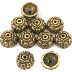 Bali Bead End Caps Antique Gold Plated 9.5mm Approx 10