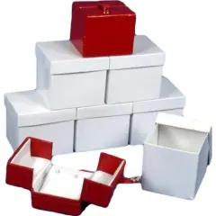 6 Earring Boxes Red Leather Snap Lid Gift Display Box
