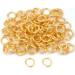 100 Gold Plated Open Jump Rings Findings Connectors 8mm