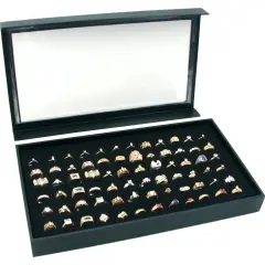 72 Ring Black Jewelry Box Display Case Magnetic Lid New