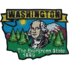 State of Washington The Evergreen State 1889 Flag Map Patch 3"
