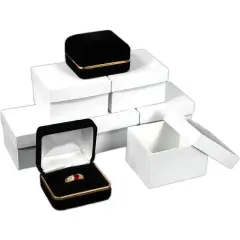 6 Ring Boxes Black Velvet Jewelry Case Display Gift Box