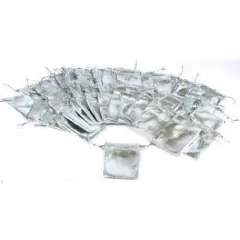 48 Pouches Silver Gift Bags Drawstring Wedding Favor 2"