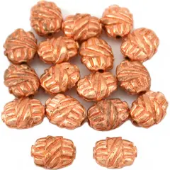 15g Bali Flat Oval Barrel Bead Copper Plt 9mm Approx 15