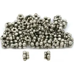 Daisy Spacer Bali Beads Antique Silver Plated Approx 50