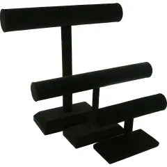 3 Chain Bracelet T Bar Jewelry Display Black Velvet