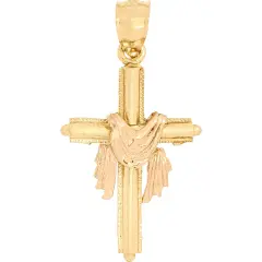 Cross & Shroud Charm 14k Two Tone Gold 25mm