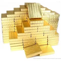 100 Gold Cotton Boxes Necklace Chain Gift Box Displays 6 1/8"