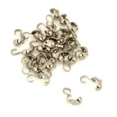 30 Bead Tips Clamshell Rhodium Plated Bead Stringing Parts