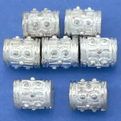 16g Bali Dot Barrel Beads Silver Plate 9mm Approx 7