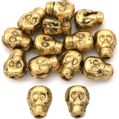 15g Skull Beads Antique Gold Plated 8.5mm Approx 14
