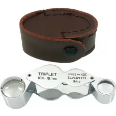 Premium Quality Jeweler"s 2-in-1 Eye Loupe 10X 20X - Triplet & Five Elements - Chrome-Plated Bra