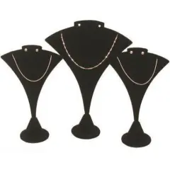 3 Black Velvet Combo Necklace & Earring Stand Display
